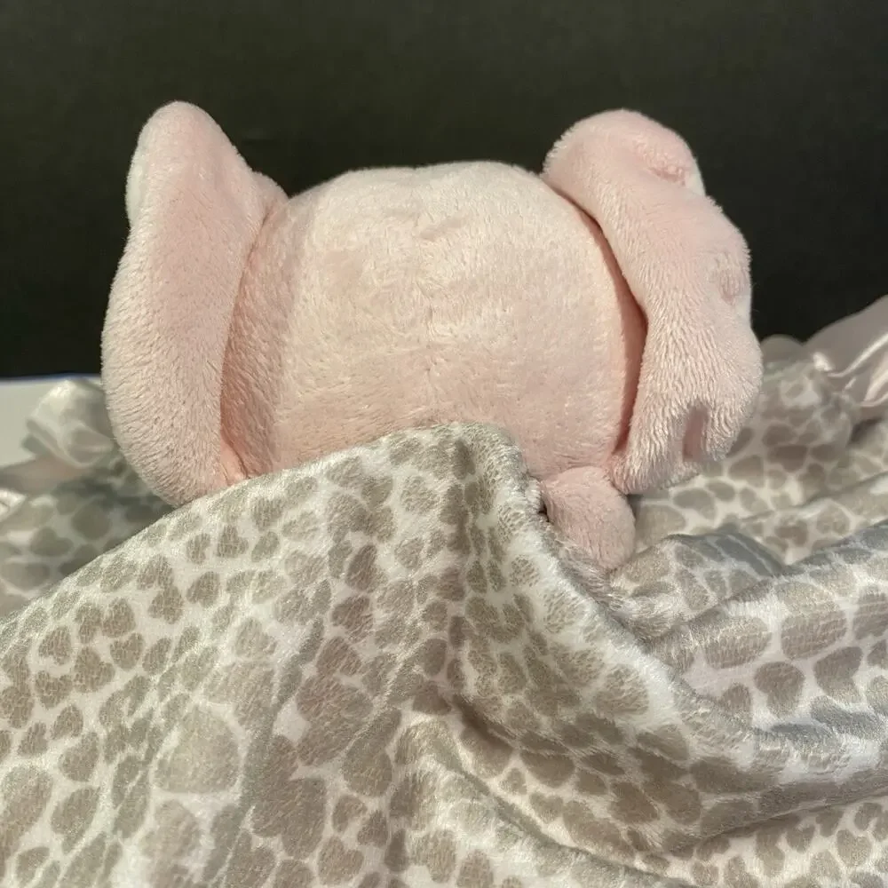 Carter's Leopard Pink Elephant Security Blanket Ruffled Satin Baby 14